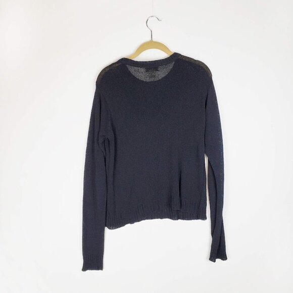 Ann Taylor Vintage Y2K Long Sleeve Top Black Textured Open Knit Sheer Size Small - Picture 2 of 5